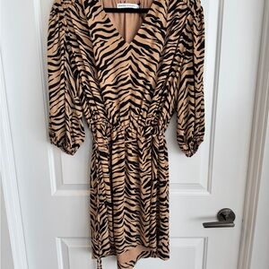 Rebecca Minkoff Isabella Dress in Camel Zebra